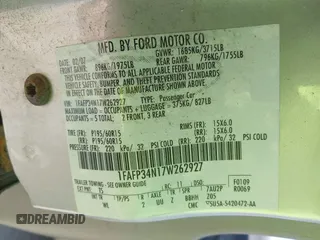 2007 Ford Focus S with VIN 1FAFP34N17W262927, listed as a IAAI auction lot 41920787 with 172,003 mi miles and . Bid and sale history available at carsss.com. Image 9.