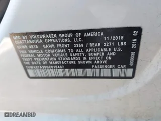 2016 Volkswagen Passat 1.8T S with VIN 1VWAS7A35GC015437, listed as a IAAI auction lot 41403316 with 167,873 mi miles. Bid and sale history available at carsss.com. Image 9.