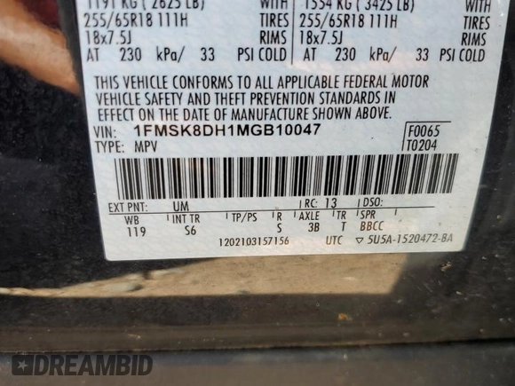 2021 Ford Explorer XLT z VIN 1FMSK8DH1MGB10047, wystawiony jako Copart lot #69715304 z przebiegiem 67 194 mil mil oraz Szkoda całkowita • Salvage title. Historia ofert i sprzedaży dostępna na DreamBid. Obrazek 13.