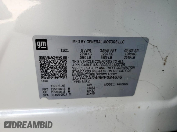 2021 Cadillac XT4 FWD Luxury z VIN 1GYAZAR49MF084676, wystawiony jako Copart lot #59765515 z przebiegiem 32 480 mil mil oraz Czysty tytuł • Clean title. Historia ofert i sprzedaży dostępna na DreamBid. Obrazek 12.