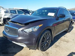 2017 Infiniti QX70 with VIN JN8CS1MU9HM140437, listed as a IAAI auction lot 41270542 with 72,312 mi miles. Bid and sale history available at carsss.com. Image 2.