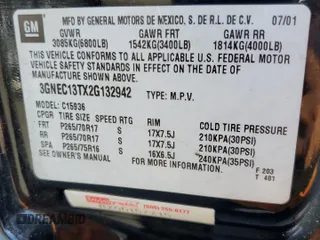 2002 Chevrolet Avalanche with VIN 3GNEC13TX2G132942, listed as a Copart auction lot 73054864 with Not Provided miles and Salvage Title. Bid and sale history available at DreamBid. Image 12.
