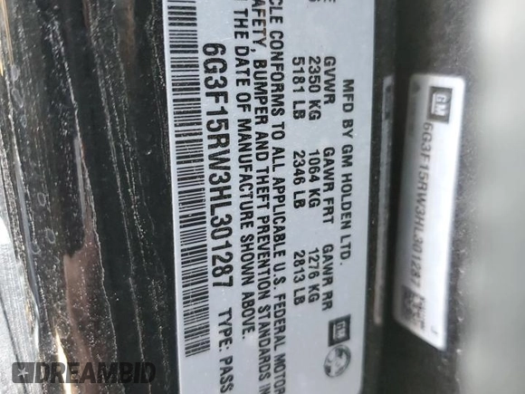 2017 Chevrolet SS с VIN 6G3F15RW3HL301287, выставлен на аукционе Copart как лот 87264804 с пробегом 92 933 миль миль и Списание • Salvage title. История ставок и продаж доступна на DreamBid. Изображение 12.