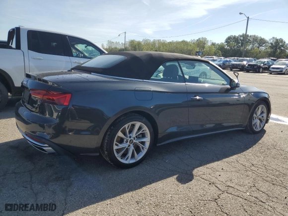 2021 Audi A5 Cabriolet Premium Plus with VIN WAUWAGF58MN004855, listed as a Copart auction lot 73214294 with NaN miles and Salvage Title. Bid and sale history available at carsss.com. Image 3.