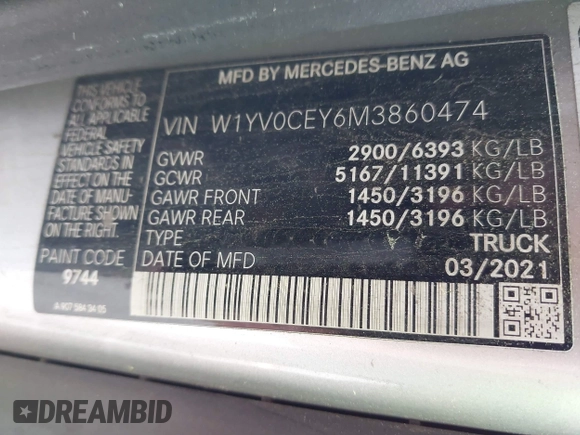 2021 Mercedes-Benz Metris Cargo with VIN W1YV0CEY6M3860474, listed as a IAAI auction lot 41897083 with 132,283 mi miles and . Bid and sale history available at DreamBid. Image 9.