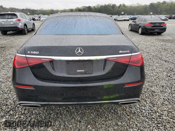 2023 Mercedes-Benz S 580 with VIN W1K6G7GB0PA184579, listed as a Copart auction lot 50176075 with 8,766 mi miles and Salvage Title. Bid and sale history available at DreamBid. Image 6.