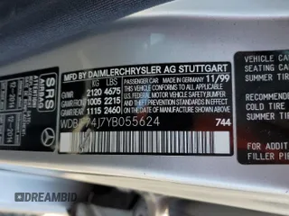 2000 Mercedes-Benz E with VIN WDBJF74J7YB055624, listed as a Copart auction lot 63880184 with 71,355 mi miles and Salvage Title. Bid and sale history available at DreamBid. Image 13.