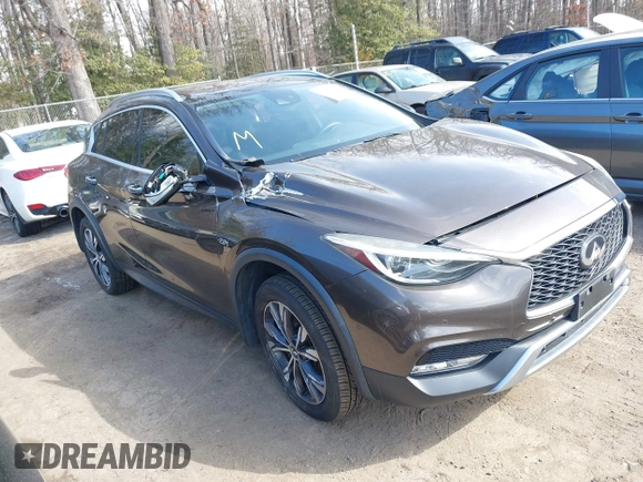 2017 Infiniti QX30 Luxury with VIN SJKCH5CR9HA019856, listed as a IAAI auction lot 41590907 with 45,555 mi miles. Bid and sale history available at carsss.com. Image 1.
