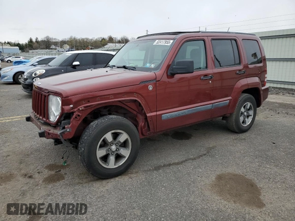 2008 Jeep Liberty Sport with VIN 1J8GN28K78W233375, listed as a Copart auction lot 52417955 with 170,594 mi miles and Salvage Title. Bid and sale history available at carsss.com. Image 1.
