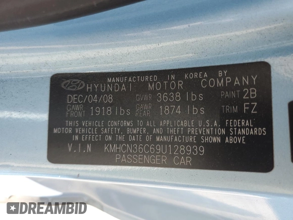 2009 Hyundai Accent Auto SE with VIN KMHCN36C69U128939, listed as a Copart auction lot 76061794 with 85,695 mi miles and Salvage Title. Bid and sale history available at carsss.com. Image 14.