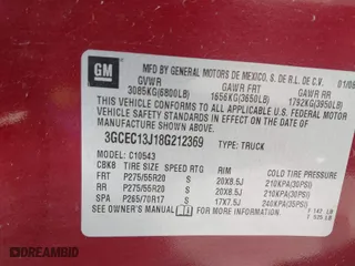 2008 Chevrolet Silverado 1500 LTZ with VIN 3GCEC13J18G212369, listed as a IAAI auction lot 41887947 with 318,161 mi miles. Bid and sale history available at carsss.com. Image 9.
