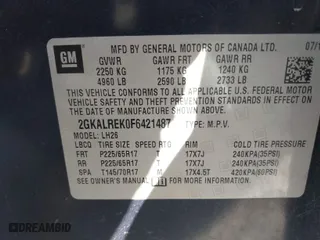 2015 GMC Terrain SLE with VIN 2GKALREK0F6421487, listed as a IAAI auction lot 41005391 with 76,197 mi miles. Bid and sale history available at carsss.com. Image 9.