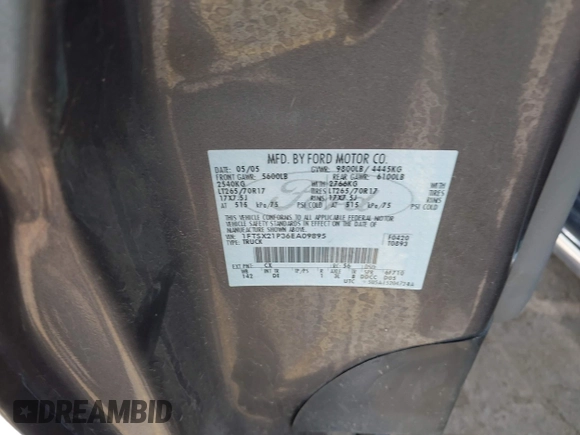 2006 Ford F-250 XL с VIN 1FTSX21P36EA09895, выставлен на аукционе IAAI как лот 42686302 с пробегом 230 401 миль миль и . История ставок и продаж доступна на DreamBid. Изображение 9.