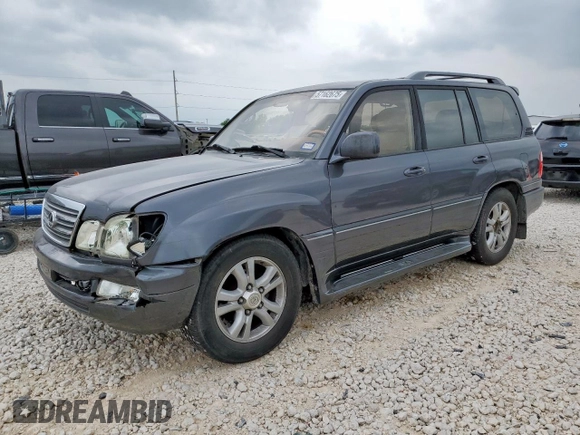 2003 Lexus LX 470 z VIN JTJHT00W033530306, wystawiony jako Copart lot #57162675 z przebiegiem 185 458 mil mil oraz Szkoda całkowita • Salvage title. Historia ofert i sprzedaży dostępna na DreamBid. Obrazek 1.