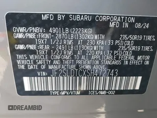 2025 Subaru Forester Touring с VIN JF2SLDTCXSH472743, выставлен на аукционе IAAI как лот 42115023 с пробегом 1 247 миль миль и . История ставок и продаж доступна на DreamBid. Изображение 9.