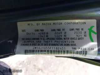 2015 Mazda Mazda6 i Sport with VIN JM1GJ1U55F1182451, listed as a IAAI auction lot 42079526 with 140,321 mi miles. Bid and sale history available at carsss.com. Image 9.