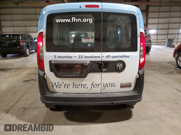 2017 Ram ProMaster City Cargo Tradesman with VIN ZFBERFAB8H6D61781, listed as a Copart auction lot 56009525 with 159,632 mi miles and Salvage title. Bid and sale history available at DreamBid. Image 6.