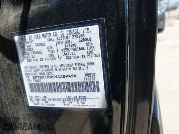 1997 Ford F-150 с VIN 2FTDX18W4VCA89454, выставлен на аукционе IAAI как лот 42003136 с пробегом 112 668 миль миль и . История ставок и продаж доступна на DreamBid. Изображение 9.