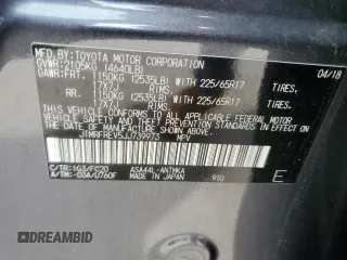 2018 Toyota RAV4 XLE with VIN JTMRFREV5JJ739973, listed as a Copart auction lot 54490225 with 65,807 mi miles and Salvage Title. Bid and sale history available at DreamBid. Image 13.