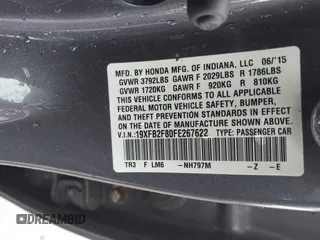 2015 Honda Civic EX with VIN 19XFB2F80FE267622, listed as a IAAI auction lot 41679465 with 140,360 mi miles. Bid and sale history available at carsss.com. Image 9.