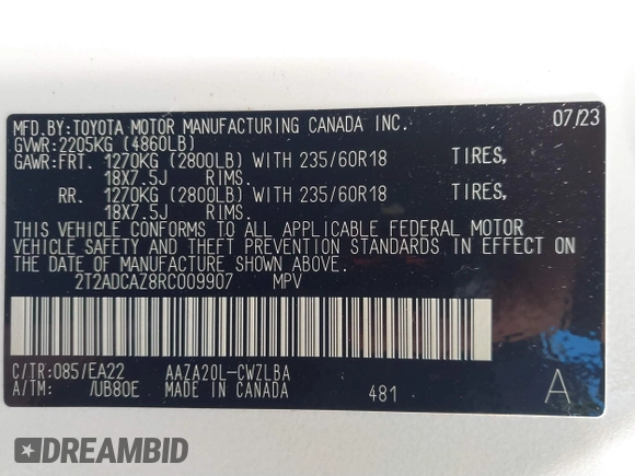 2024 Lexus NX 250 с VIN 2T2ADCAZ8RC009907, выставлен на аукционе IAAI как лот 41412606 с пробегом 14 019 миль миль и . История ставок и продаж доступна на DreamBid. Изображение 9.