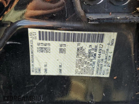 2014 Nissan Maxima SV with VIN 1N4AA5AP1EC444977, listed as a Copart auction lot 53202105 with 175,460 mi miles and Salvage title. Bid and sale history available at DreamBid. Image 12.