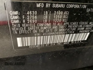 2024 Subaru Legacy Premium z VIN 4S3BWAD65R3007954, wystawiony jako IAAI lot #42610514 z przebiegiem 58 632 mil mil oraz . Historia ofert i sprzedaży dostępna na DreamBid. Obrazek 1.