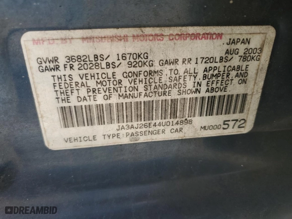 2004 Mitsubishi Lancer ES with VIN JA3AJ26E44U014898, listed as a Copart auction lot 76540904 with 279,270 mi miles and Salvage Title. Bid and sale history available at carsss.com. Image 12.