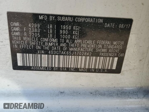 2018 Subaru Impreza Special Sports z VIN 4S3GTAK65J1702842, wystawiony jako Copart lot #48484425 z przebiegiem 90 265 mil mil oraz Nie do naprawy • Non repairable. Historia ofert i sprzedaży dostępna na DreamBid. Obrazek 12.