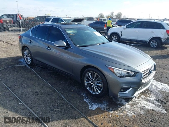2021 Infiniti Q50 3.0t LUXE with VIN JN1EV7BP5MM707302, listed as a IAAI auction lot 41844207 with 83,201 mi miles. Bid and sale history available at carsss.com. Image 1.