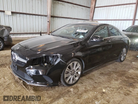 2018 Mercedes-Benz CLA 250 with VIN WDDSJ4EB3JN665735, listed as a Copart auction lot 45881434 with 46,598 mi miles and . Bid and sale history available at DreamBid. Image 1.