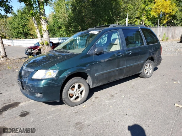 2002 Mazda MPV LX with VIN JM3LW28JX20326726, listed as a Copart auction lot 73324344 with 204,013 mi miles and Salvage Title. Bid and sale history available at carsss.com. Image 1.
