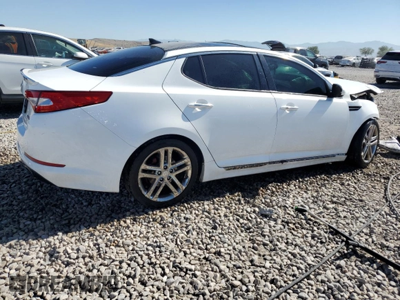 2013 Kia Optima SX with VIN 5XXGR4A60DG213906, listed as a Copart auction lot 60121165 with 121,559 mi miles and Salvage title. Bid and sale history available at DreamBid. Image 3.