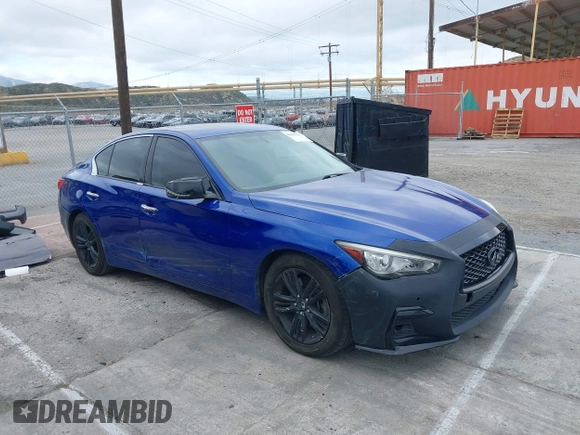 2014 Infiniti Q50 with VIN JN1BV7AP6EM689012, listed as a IAAI auction lot 42063216 with 114,785 mi miles and . Bid and sale history available at DreamBid. Image 1.