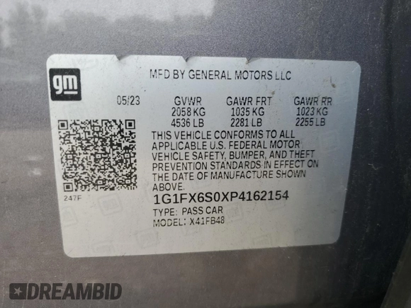 2023 Chevrolet Bolt EV 2LT z VIN 1G1FX6S0XP4162154, wystawiony jako Copart lot #61014175 z przebiegiem 52 656 mil mil oraz Szkoda całkowita • Salvage title. Historia ofert i sprzedaży dostępna na DreamBid. Obrazek 12.