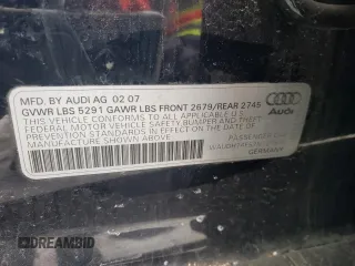 2007 Audi A6 3.2L with VIN WAUDH74F57N121974, listed as a Copart auction lot 44384815 with 0 mi miles and Clean Title. Bid and sale history available at carsss.com. Image 12.