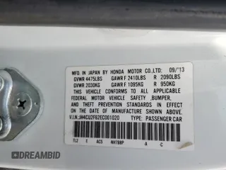 2014 Acura TSX Technology with VIN JH4CU2F62EC001020, listed as a Copart auction lot 54243495 with 117,227 mi miles and Salvage title. Bid and sale history available at DreamBid. Image 12.