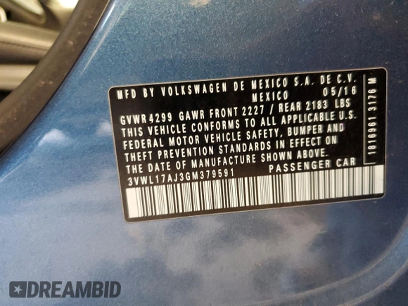 2016 Volkswagen Jetta SEL z VIN 3VWL17AJ3GM379591, wystawiony jako Copart lot #55804735 z przebiegiem 165 354 mil mil oraz Czysty tytuł • Clean title. Historia ofert i sprzedaży dostępna na DreamBid. Obrazek 12.