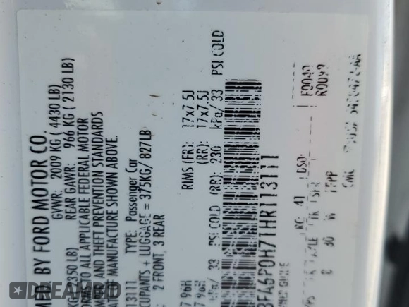 2017 Ford Fusion SE z VIN 3FA6P0H71HR113111, wystawiony jako Copart lot #54502865 z przebiegiem 114 362 mil mil oraz Szkoda całkowita • Salvage title. Historia ofert i sprzedaży dostępna na DreamBid. Obrazek 13.