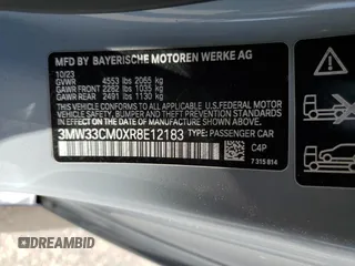 2024 BMW 2 Series 230i xDrive with VIN 3MW33CM0XR8E12183, listed as a Copart auction lot 59224654 with Not provided miles and Salvage title. Bid and sale history available at DreamBid. Image 12.