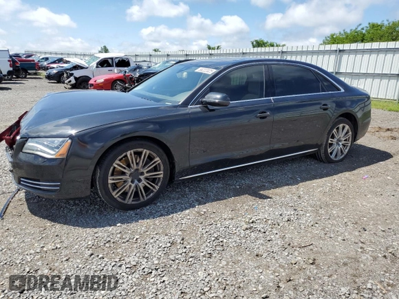 2014 Audi A8 4.0T with VIN WAUR2AFD0EN004347, listed as a Copart auction lot 56222025 with 108,517 mi miles and Salvage title. Bid and sale history available at DreamBid. Image 1.