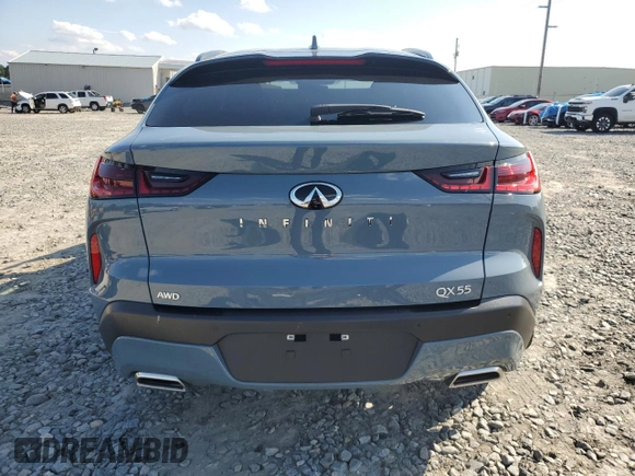 2024 Infiniti QX55 Luxe with VIN 3PCAJ5JRXRF113710, listed as a Copart auction lot 72124334 with 1,620 mi miles and Salvage Title. Bid and sale history available at DreamBid. Image 6.