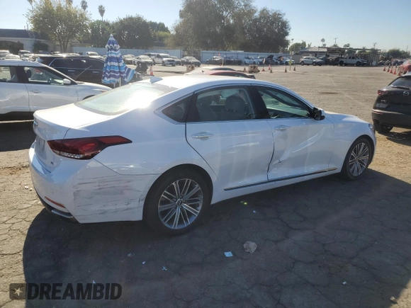 2019 Genesis G80 3.8L with VIN KMTFN4JEXKU326897, listed as a Copart auction lot 81956804 with 57,435 mi miles and Salvage Title. Bid and sale history available at DreamBid. Image 3.