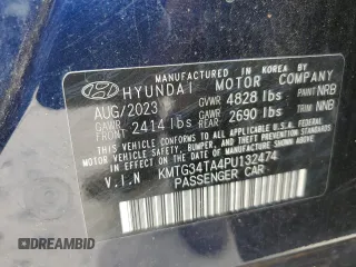 2023 Genesis G70 2.0T with VIN KMTG34TA4PU132474, listed as a Copart auction lot 54640224 with 12,228 mi miles and Non Repairable. Bid and sale history available at DreamBid. Image 12.