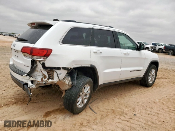 2021 Jeep Grand Cherokee Laredo X with VIN 1C4RJEAG0MC813825, listed as a Copart auction lot 59191185 with 65,888 mi miles and Salvage title. Bid and sale history available at DreamBid. Image 3.