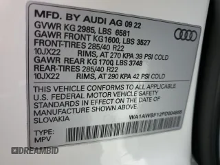 2023 Audi SQ8 Premium Plus z VIN WA1AWBF12PD004868, wystawiony jako Copart lot #47073593 z przebiegiem 4272 mil mil oraz . Historia ofert i sprzedaży dostępna na DreamBid. Obrazek 13.