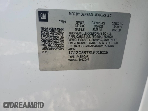 2020 Chevrolet Malibu LS with VIN 1G1ZC5ST8LF016119, listed as a Copart auction lot 52094775 with 176,254 mi miles and Salvage Title. Bid and sale history available at DreamBid. Image 13.