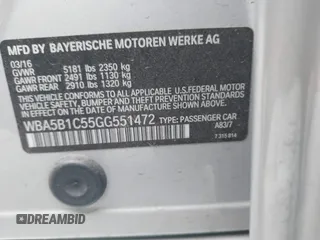 2016 BMW 5 Series 535i with VIN WBA5B1C55GG551472, listed as a IAAI auction lot 42028794 with 65,846 mi miles and . Bid and sale history available at carsss.com. Image 9.