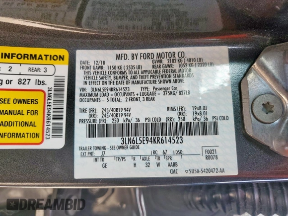 2019 Lincoln MKZ Reserve II z VIN 3LN6L5E94KR614523, wystawiony jako Copart lot #62959195 z przebiegiem 22 172 mil mil oraz Szkoda całkowita • Salvage title. Historia ofert i sprzedaży dostępna na DreamBid. Obrazek 12.