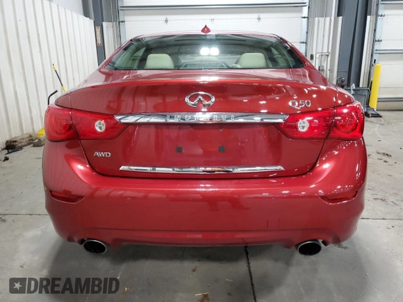 2015 Infiniti Q50 with VIN JN1BV7AR3FM390001, listed as a Copart auction lot 51752225 with 184,105 mi miles and Salvage Title. Bid and sale history available at carsss.com. Image 6.